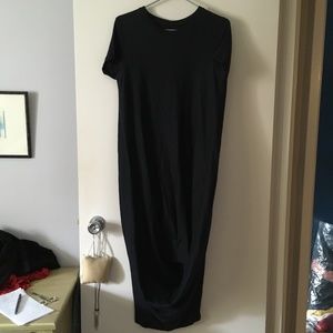 KRISTENSEN DU NORD Navy Blue Cotton Cap Sleeve Draped/Curved Hem Dress 2 M